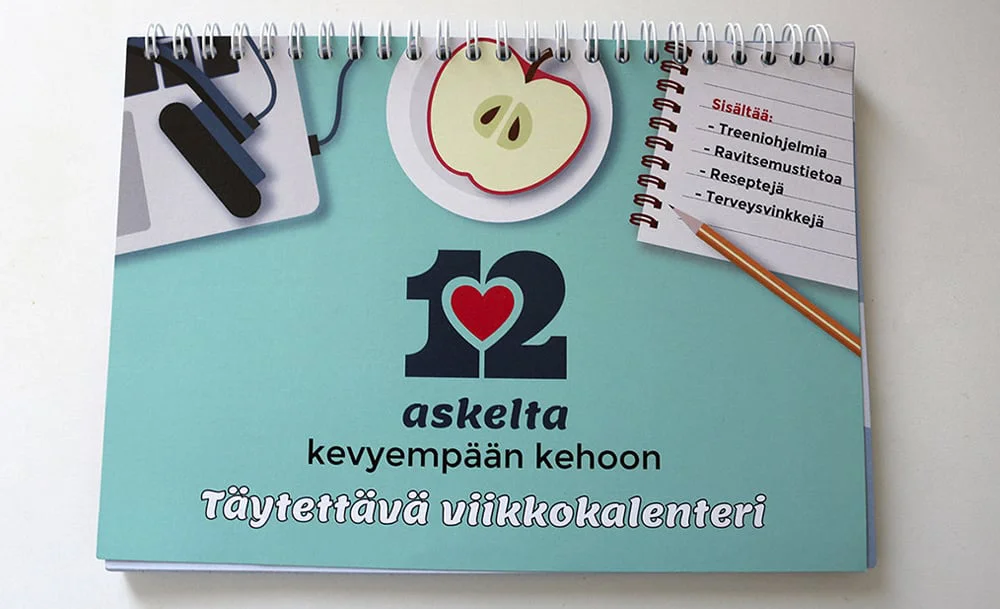 Hyvinvointi viikkokalenteri visuaalinen suunnittelu